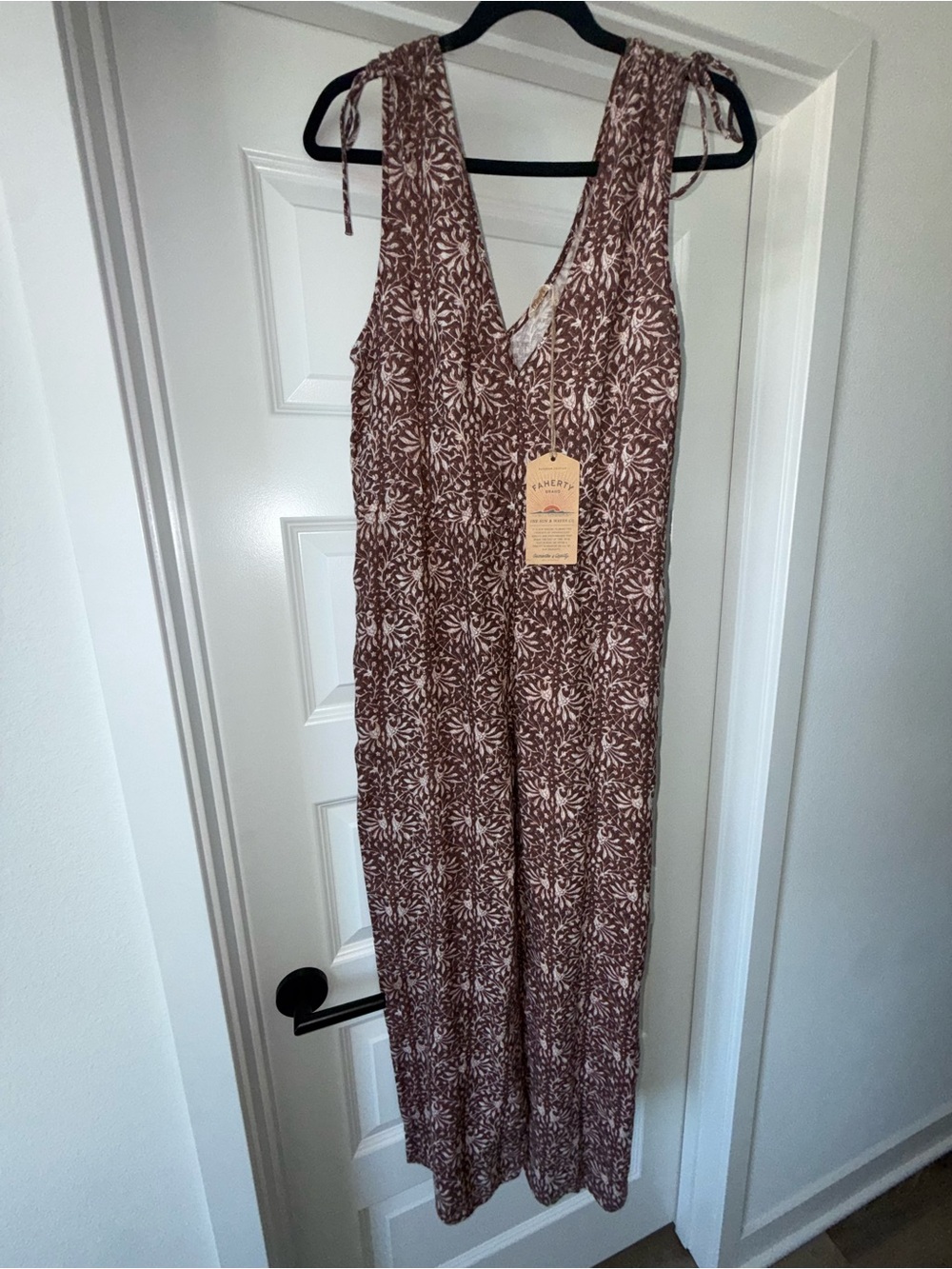 NWT Faherty Jules Shoulder Tie Jumpsuit Sausalito Sunset Linen size Small S $228